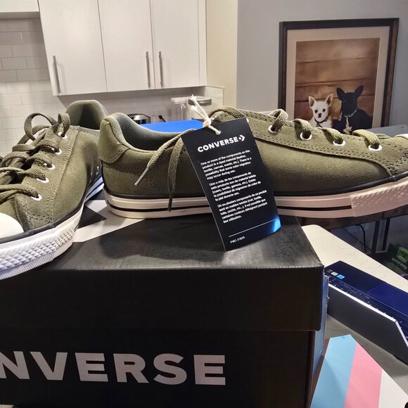 Woman's Shoes Converse Chuck Taylor All Star Dainty Suede Size 8 Khaki Green NEW - Picture 3 of 13